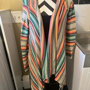 Self Esteem Colorful Striped Open Cardigan & Sleeveless Open Cardigan